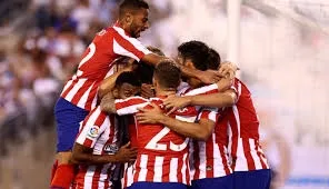 Jugadores del Atlético de Madrid celebran un gol