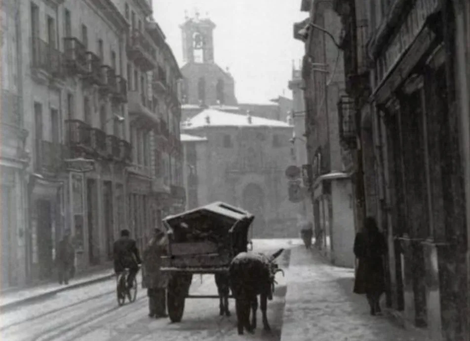 Nieve en la Rúa Mayor, en los años 30