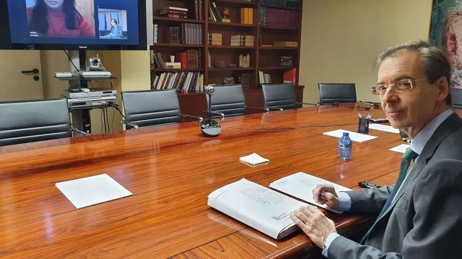 Germán Barrios, consejero de Empleo de Castilla y León, en una videoconferencia anterior