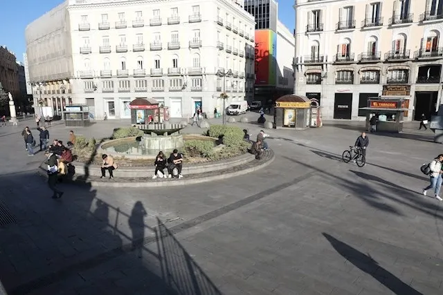 Centro de Madrid casi sin peatones por la pandemia