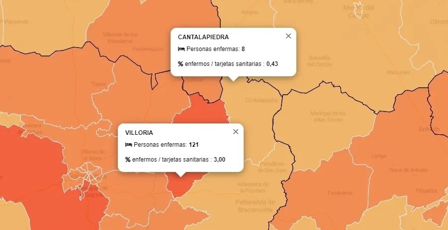Mapa de la situación epidemiológica en la región. / Fuente: Junta de Castilla y León