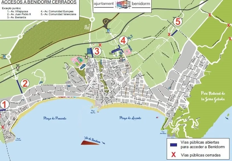 Los puntos de acceso cerrados y abiertos de acceso a Benidorm. - AYTO BENIDORM
