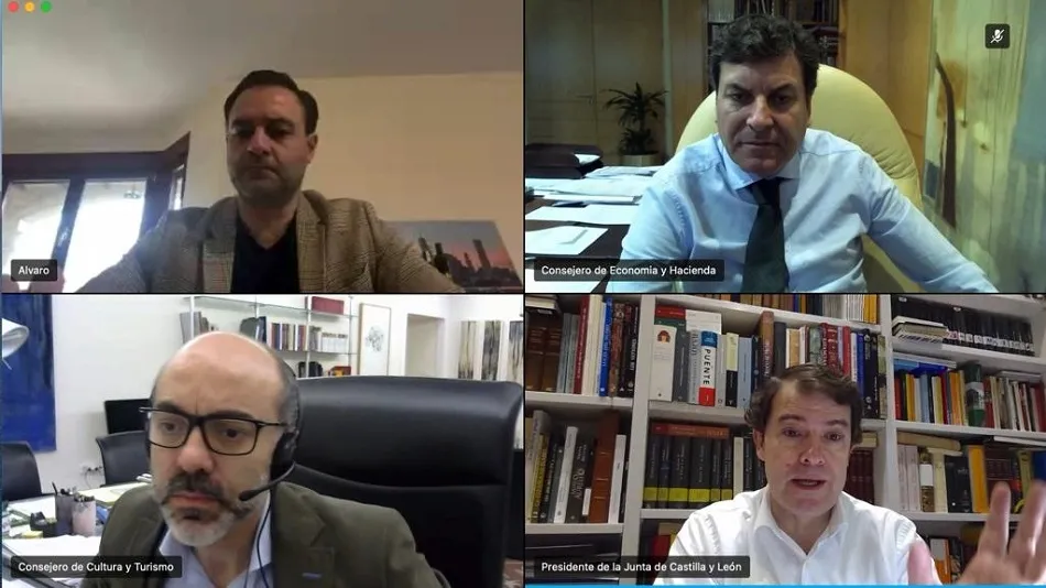 Álvaro Juanes, presidente de la Asociación de Hostelería de Salamanca, en la reunión telemática | JCYL