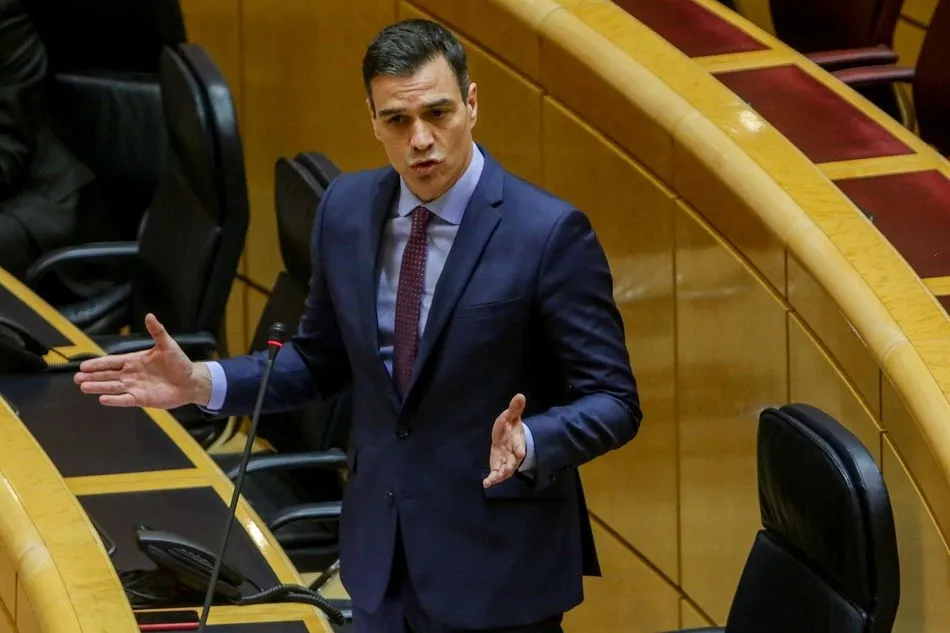 El presidente del Gobierno, Pedro Sánchez, durante su intervención en la Sesión de Control al Gobierno en el Senado - Ricardo Rubio - Europa Press