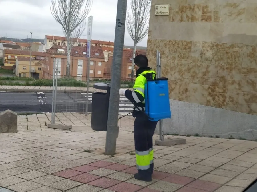 Un operario del servicio de limpieza del Ayuntamiento de Salamanca