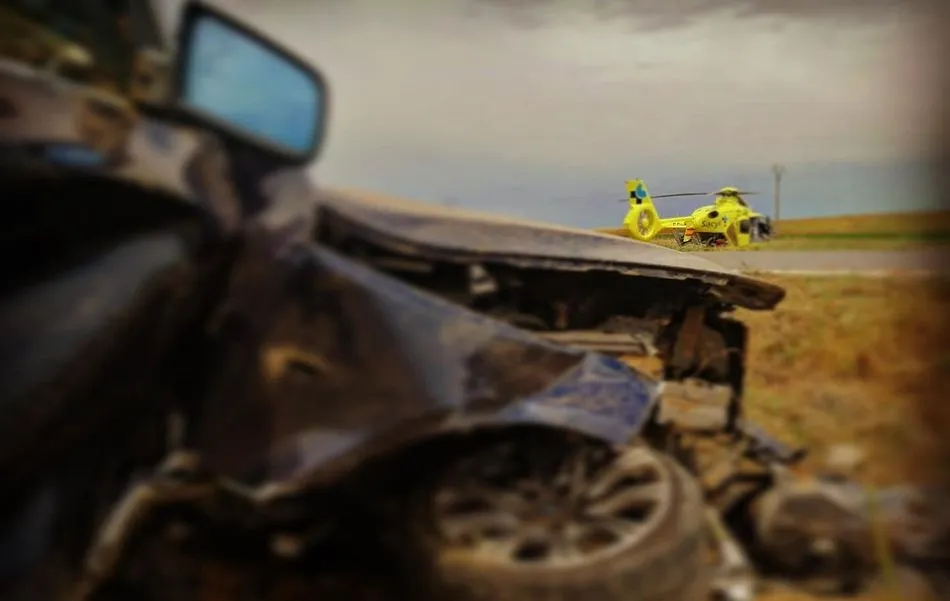 Imagen de la intervención en el lugar del accidente - Helicóptero Medicalizado Salamanca