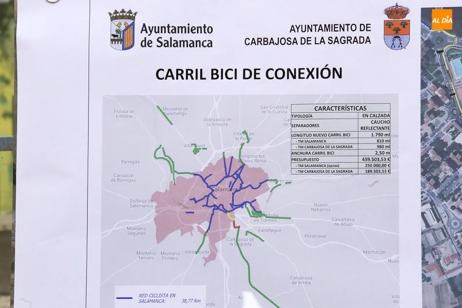 Plano del nuevo carril bici entre Salamanca y Carbajosa