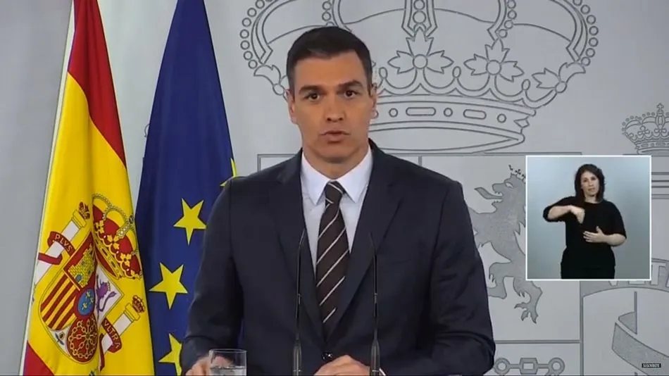 El presidente del Gobierno, Pedro Sánchez, durante la rueda de prensa de hoy - Moncloa