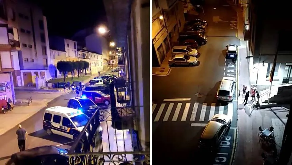 Vista de la calle Libertad, donde tuvo lugar la reyerta, y de la Comisaría de la Policía Nacional en Béjar