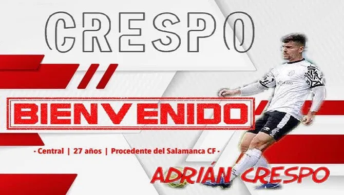 Imagén corporativa del nuevo fichaje del Zamora, Adrián Crespo
