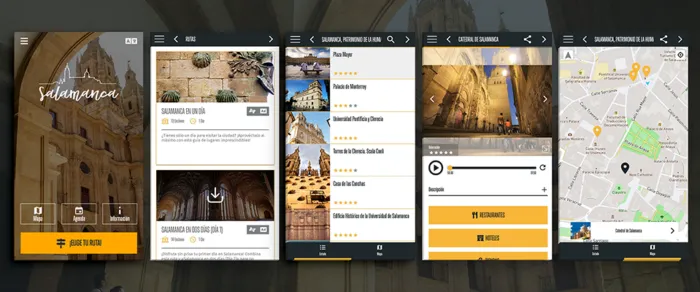 Aspecto de la app Salamanca Turismo - GVAM
