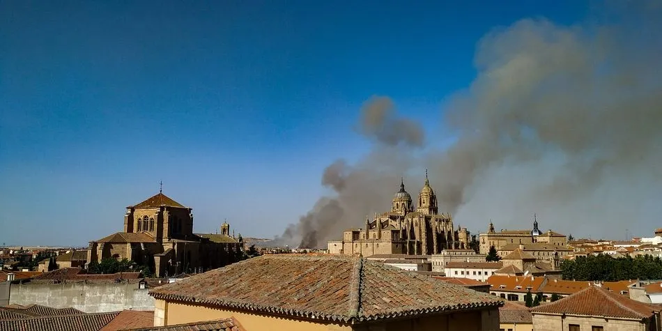 La columna de humo se ha dejado ver encima de Salamanca - Twitter Farmaciaenfurecida