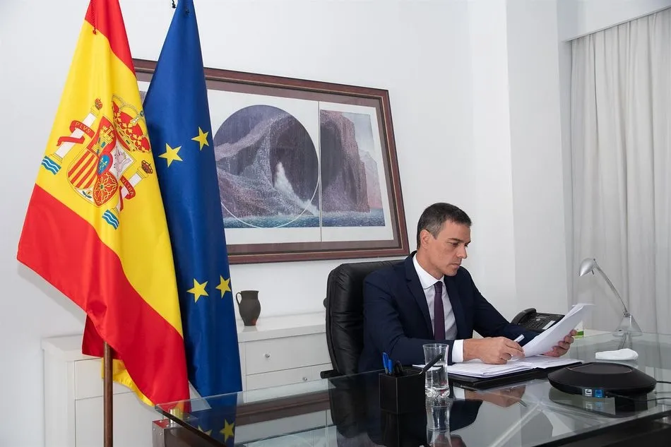 El presidente de Gobierno, Pedro Sánchez, durante la conferencia - Moncloa