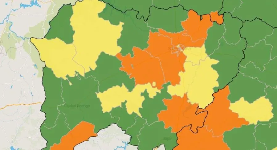 Mapa de las zonas básicas de salud de Salamanca, según la incidencia de los casos