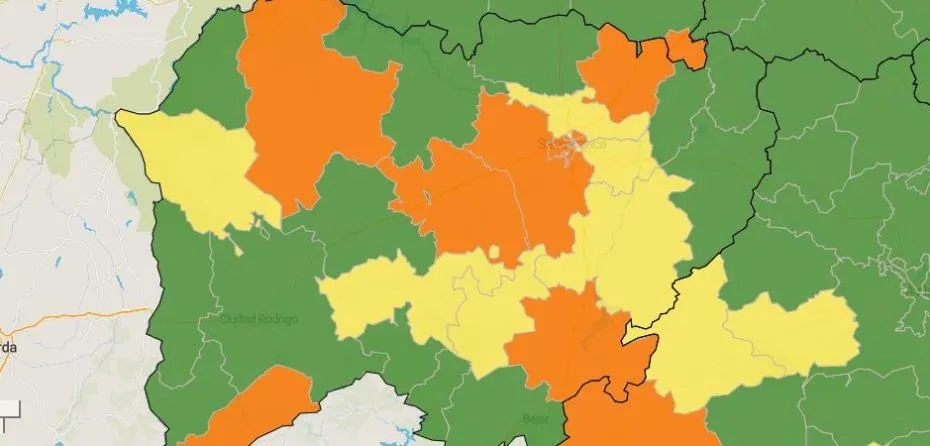 Mapa de la situación epidemiológica del coronavirus en Salamanca