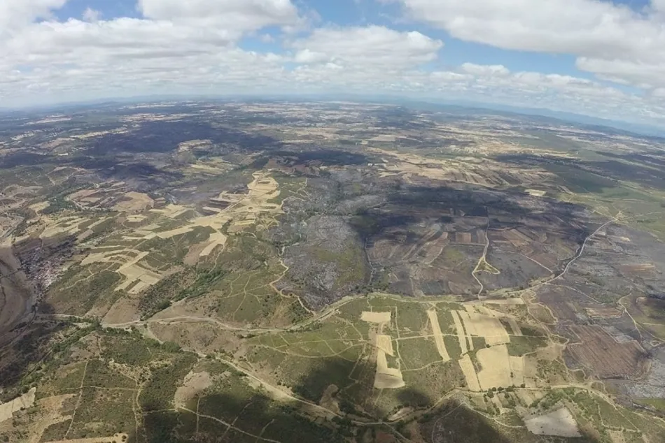 Imagen de la superficie afectada por el incendio en Lober de Aliste (Zamora)