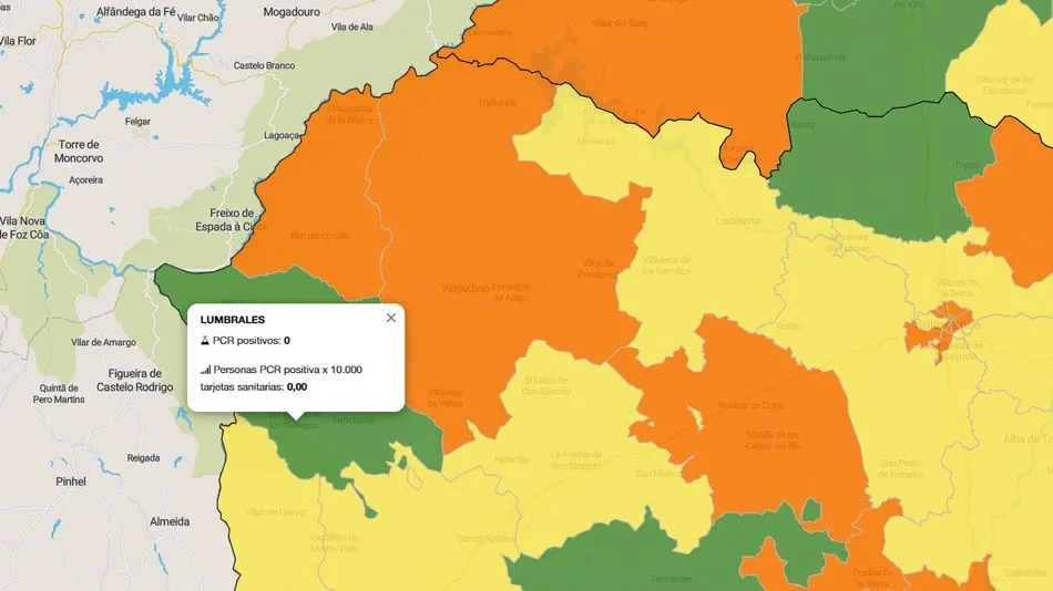La ZBS de Lumbrales pasa a color verde al no haber registrado ningún positivo confirmado con PCR la última semana