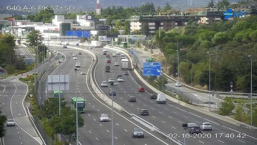 Una vista de la A-6 desde una de las cámaras de seguridad de la DGT