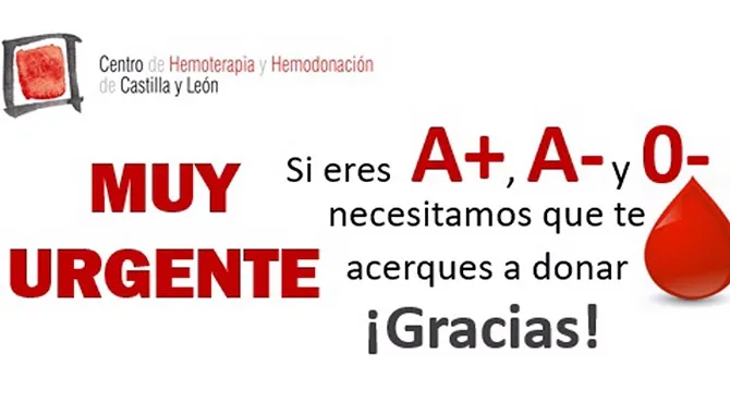 El Chemcyl llama a donar de manera muy urgente sangre de los grupos A+, A- y 0-