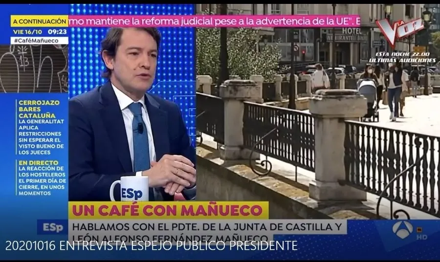 El presidente de la Junta, Alfonso Fernández Mañueco, en una entrevista concedida al programa Espejo Público de Antena 3