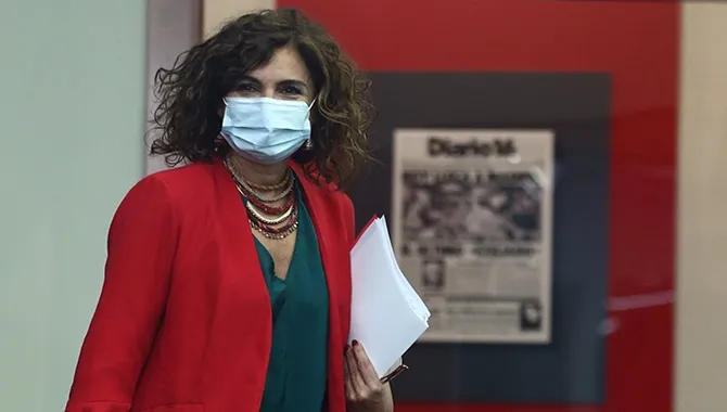 La ministra Portavoz y de Hacienda, María Jesús Montero, a su llegada a una rueda de prensa posterior al Consejo de Ministros en Moncloa