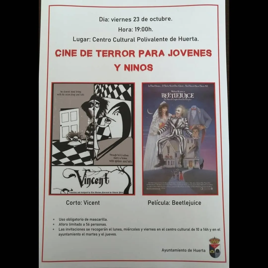 Cine de terror para niños, jóvenes y adultos en Huerta  