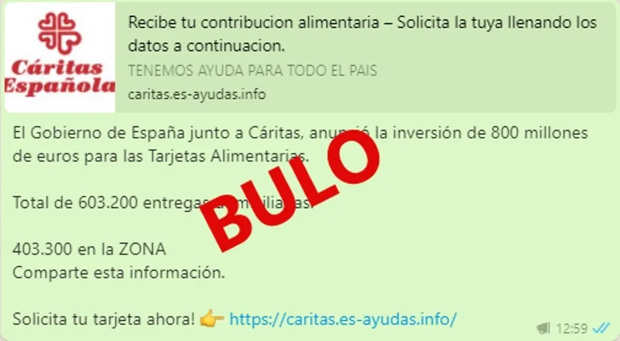 Cáritas Salamanca denuncia un bulo e intento de ‘phising’ en su nombre