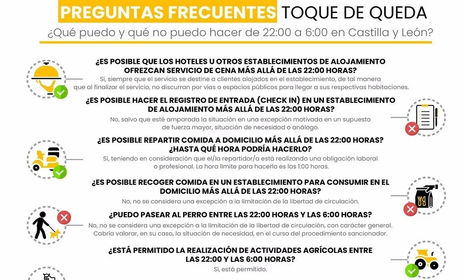 Protección Civil crea un listado de preguntas frecuentes sobre el toque de queda en CyL