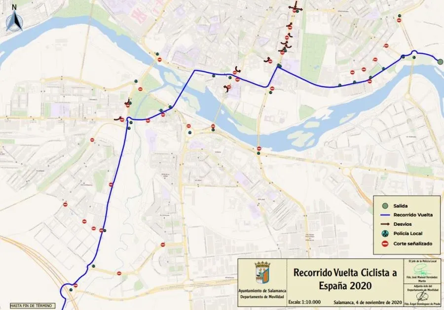 Recorrido previsto por la Vuelta a España por la ciudad de Salamanca para este viernes
