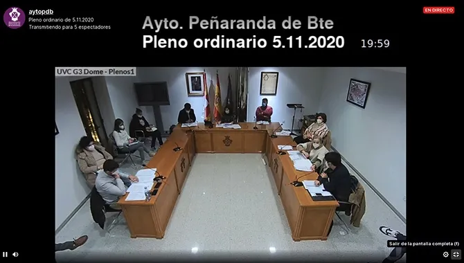 Sesión de pleno que podía seguirse de manera telemática este jueves