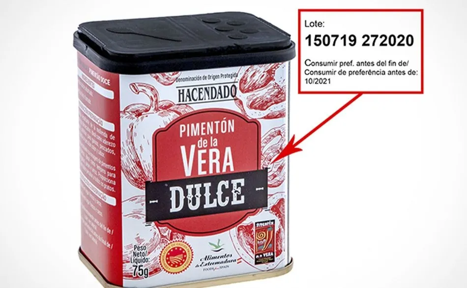 Lote afectado, con fecha de consumo preferente de octubre de 2021