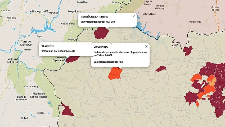Mapa de incidencia de riesgo de los últimos siete días