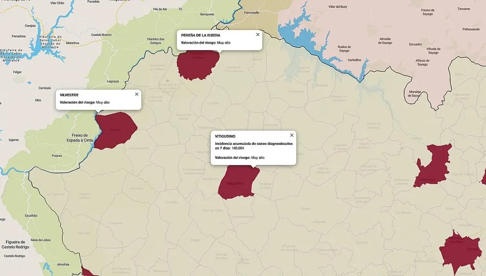 Mapa de incidencia de riesgo de los últimos siete días