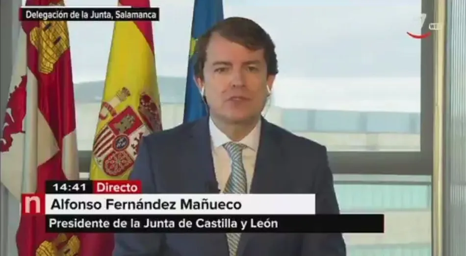 Alfonso Fernández Mañueco durante la entrevista concedida hoy a CyLTV