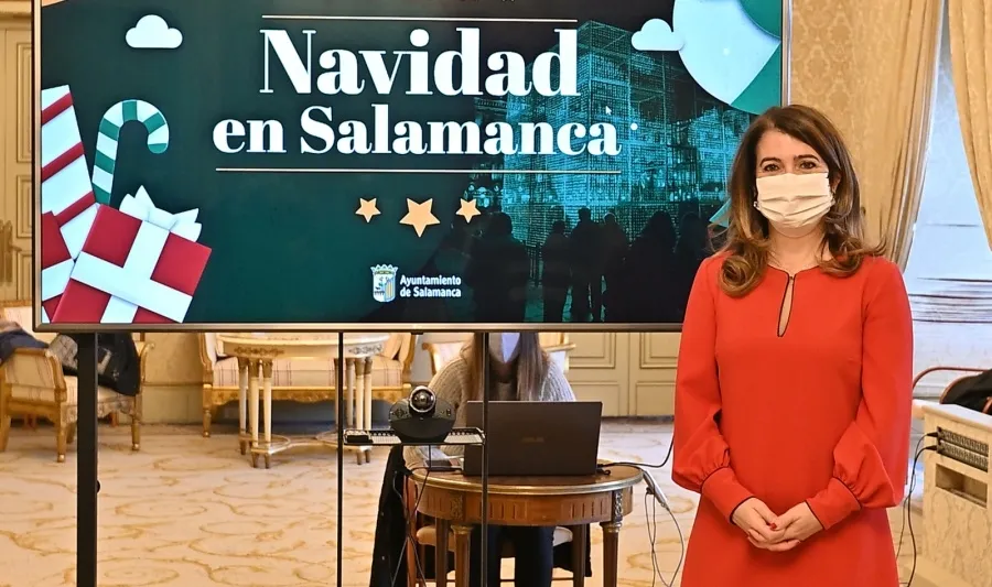 La concejal de Cultura de Salamanca, María Victoria Bermejo, informa a través de una rueda de prensa telemática de las actividades navideñas en la ciudad