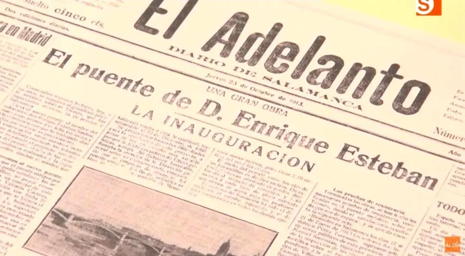 Portada del diario El Adelanto del 23 de octubre de 1913 en la que se informaba de la inauguración del puente Enrique Estevan