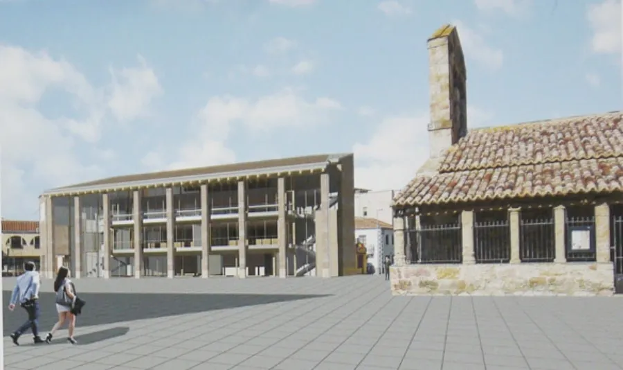 Recreación del nuevo Centro Cultural en la plaza de la Constitución de Carbajosa