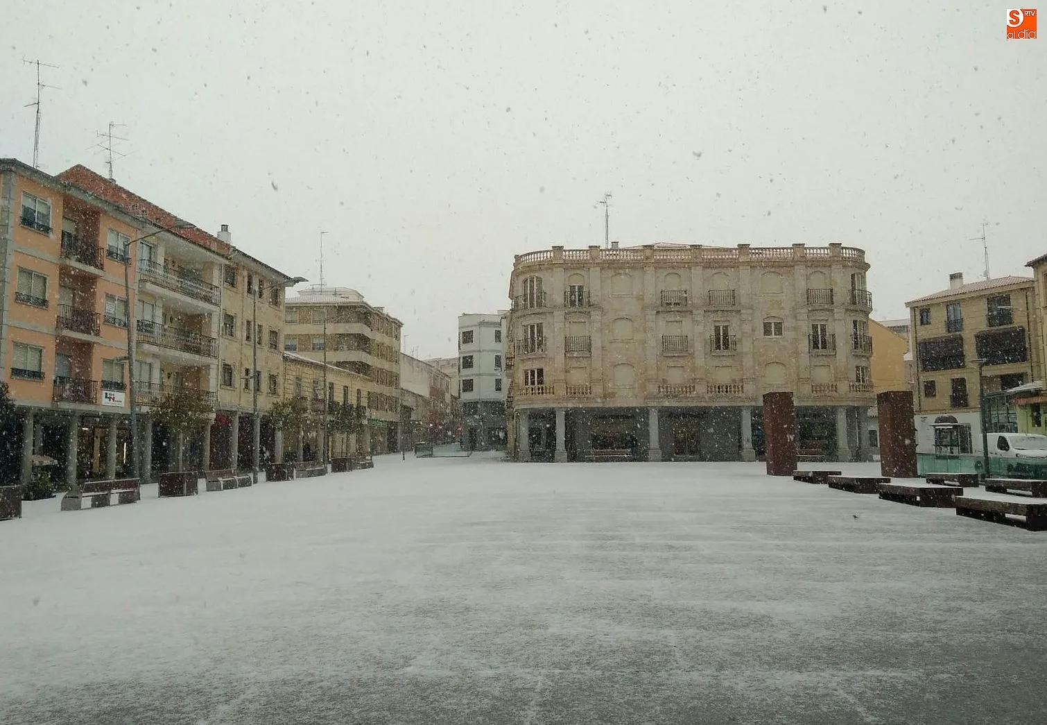 La Plaza Mayor de Guijuelo en un invierno anterior - Archivo