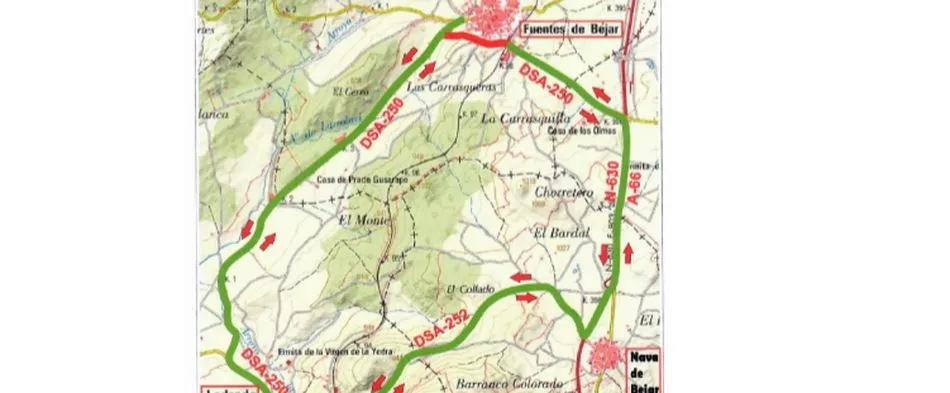 Corte de la carretera DSA-250 Variante de Fuentes de Béjar desde el próximo lunes y hasta el 25...