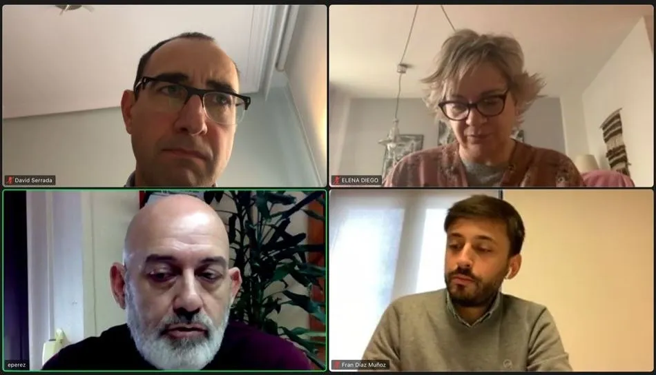 Encuentro telemático de los parlamentarios nacionales del PSOE de Salamanca, el diputado David Serrada y los senadores Elena Diego y Fran Díaz, con el secretario provincial de CCOO, Emilio Pérez