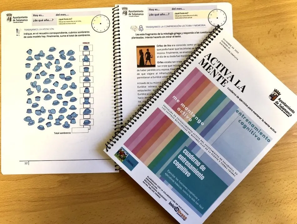 El cuaderno de actividades y ejercicios del programa Activa tu mente - Ayto. Salamanca