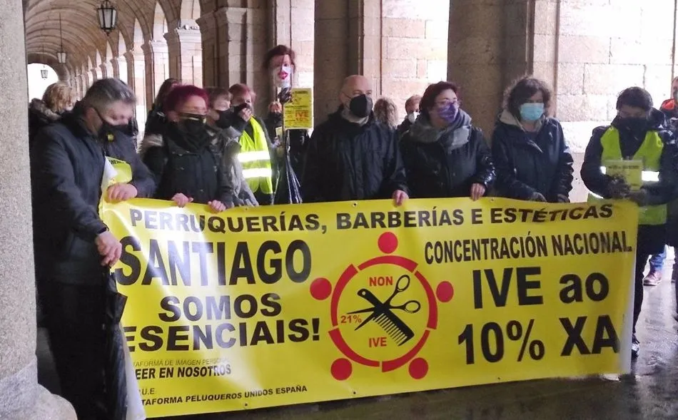 Protesta del sector de las peluquerías para reclamar una rebaja del IVA