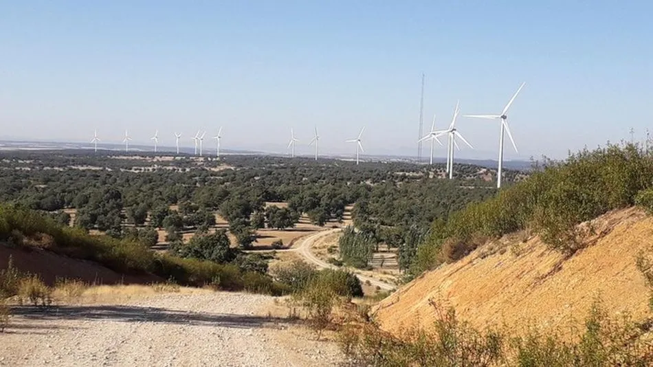 Vista de uno de los parques eólicos desde Zamayón
