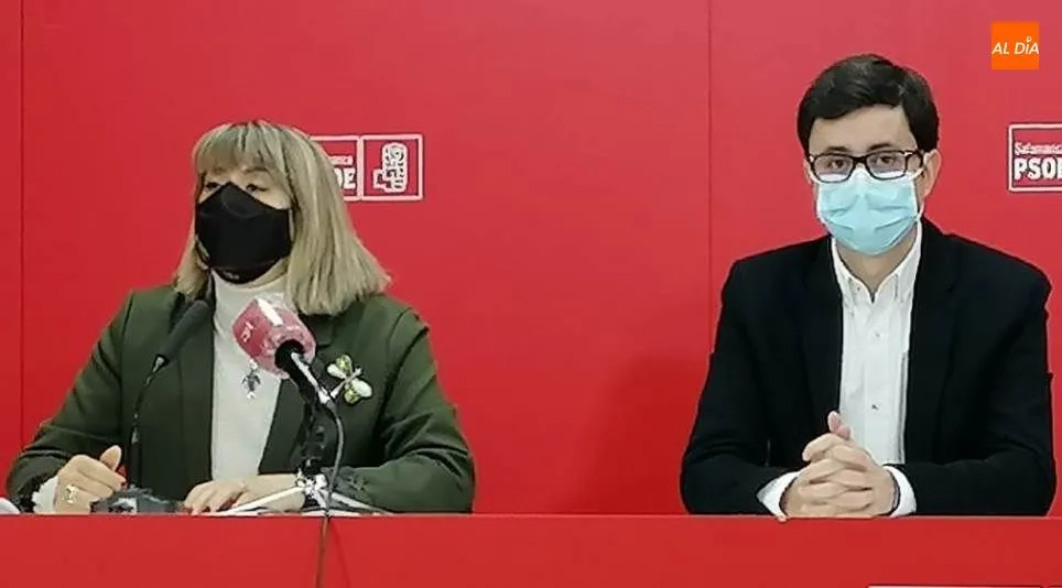 La secretaria de sanidad en la Ejecutiva Provincial del PSOE, María García, y el portavoz del Grupo Municipal Socialista, José Luis Mateos. Foto de Lydia González