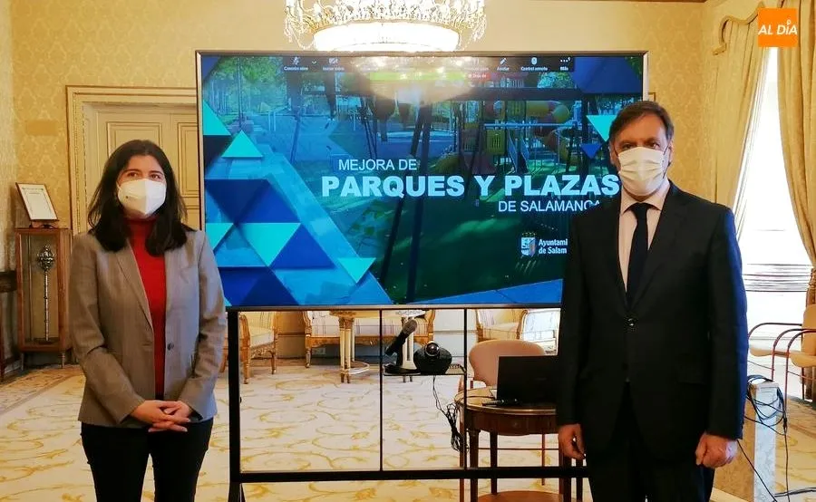 Presentación de estos proyectos con Carlos García Carbayo, alcalde, y Miryam Rodríguez, concejal de Medio Ambiente. Foto de Lydia González