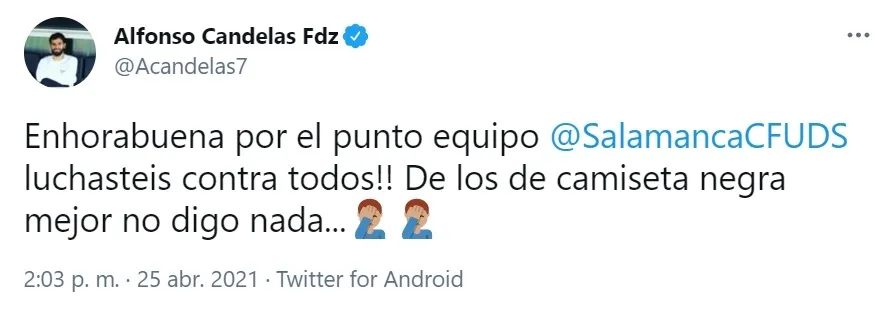 Tweet de Candelas tras el encuentro / TWITTER