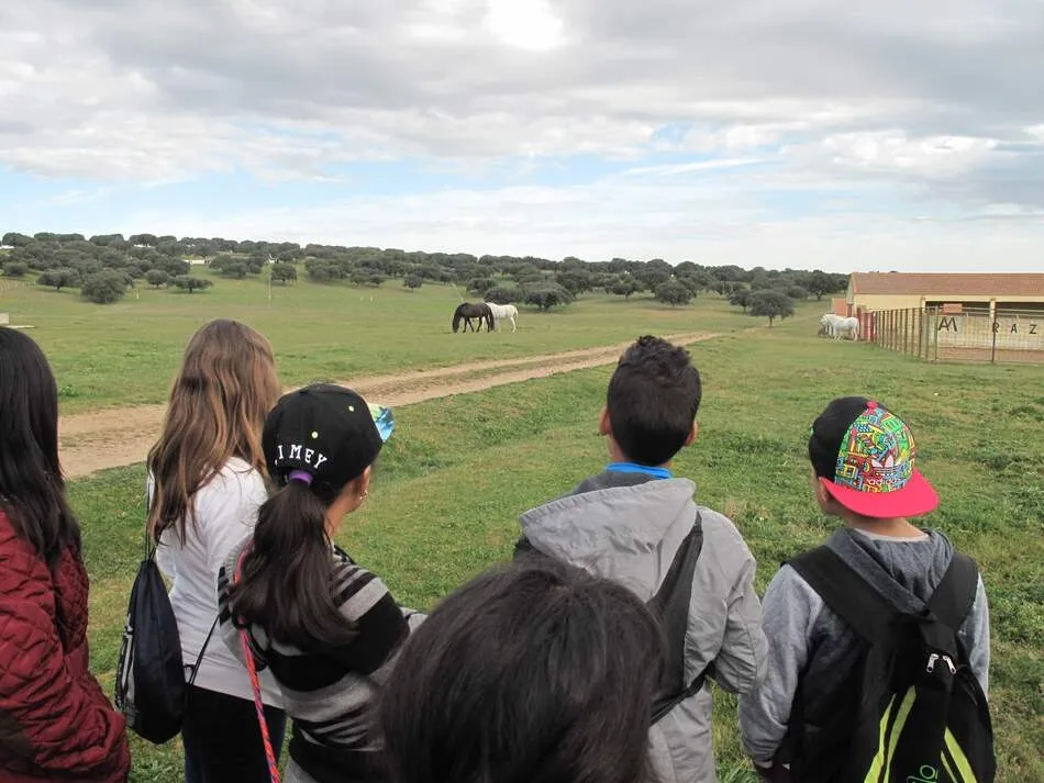 Grupo de escolares durante una de las visitas a la finca de Castro Enríquez