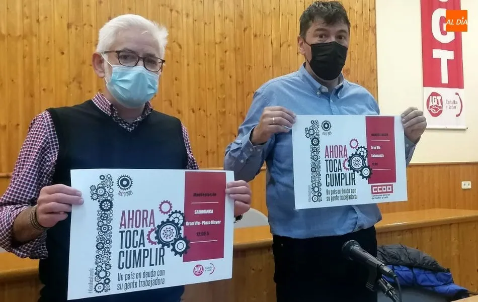 Marcelino Muñoz y José A. Gallego, secretarios provinciales de UGT y CCOO respectivamente. Foto de Lydia González