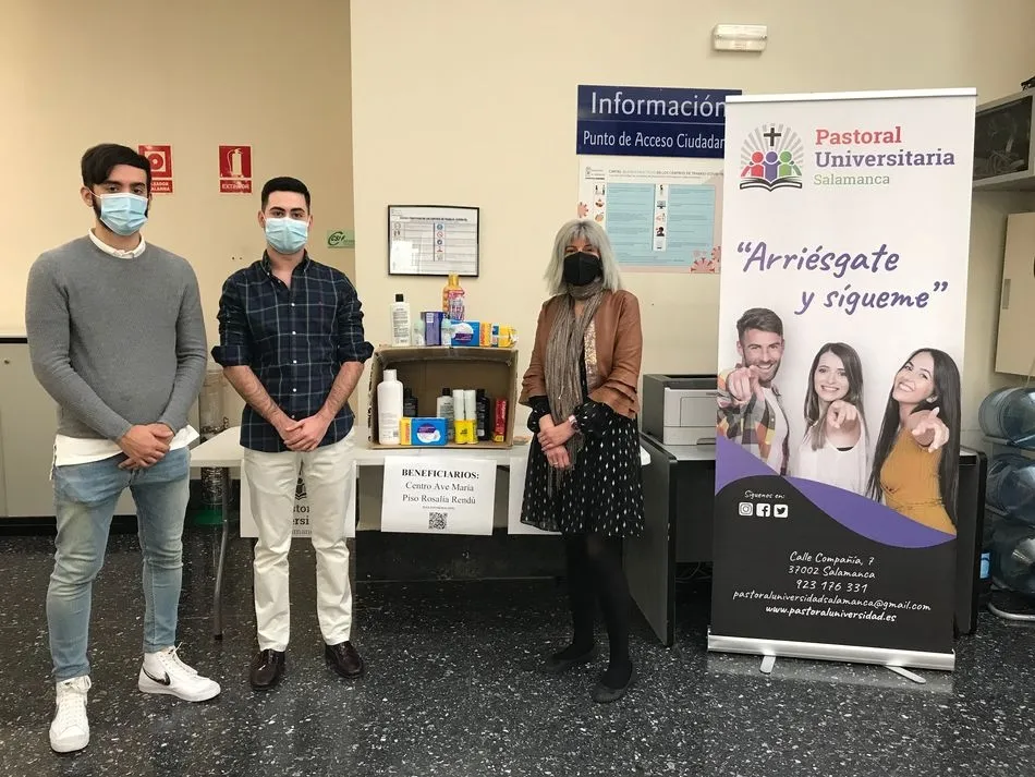 Punto de recogida habilitado en sede de Diputación presentado por la diputada de Bienestar Social, Eva Picado, y representantes de la Pastoral Universitaria | Dip. Salamanca