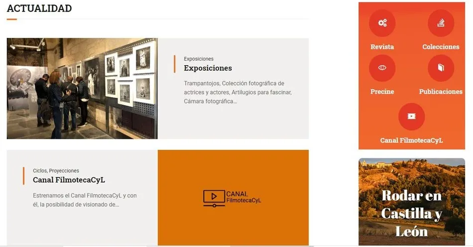 Portada del nuevo diseño de la web de la Filmoteca de Castilla y León